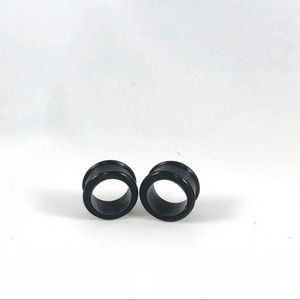 Pair of Black Silicon Double Flare Ear Tunnels